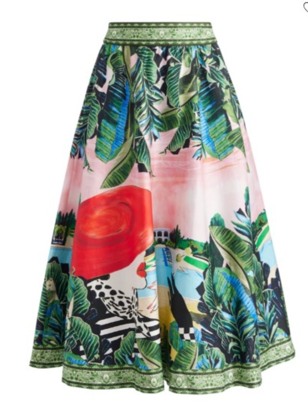 Alice + Olivia EARLA FLARE SKIRT PALM BEACH